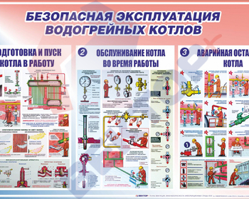 Стенд Безопасная эксплуатация паровых котлов 750х1200х3 мм. NEW2023 - Пожарная безопасность