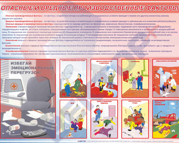 Стенды Опасные и вредные производственные факторы 750х1000х3мм - Пожарная безопасность