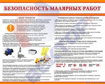 Стенды по безопасность малярных работ 750х1000х3мм - Пожарная безопасность
